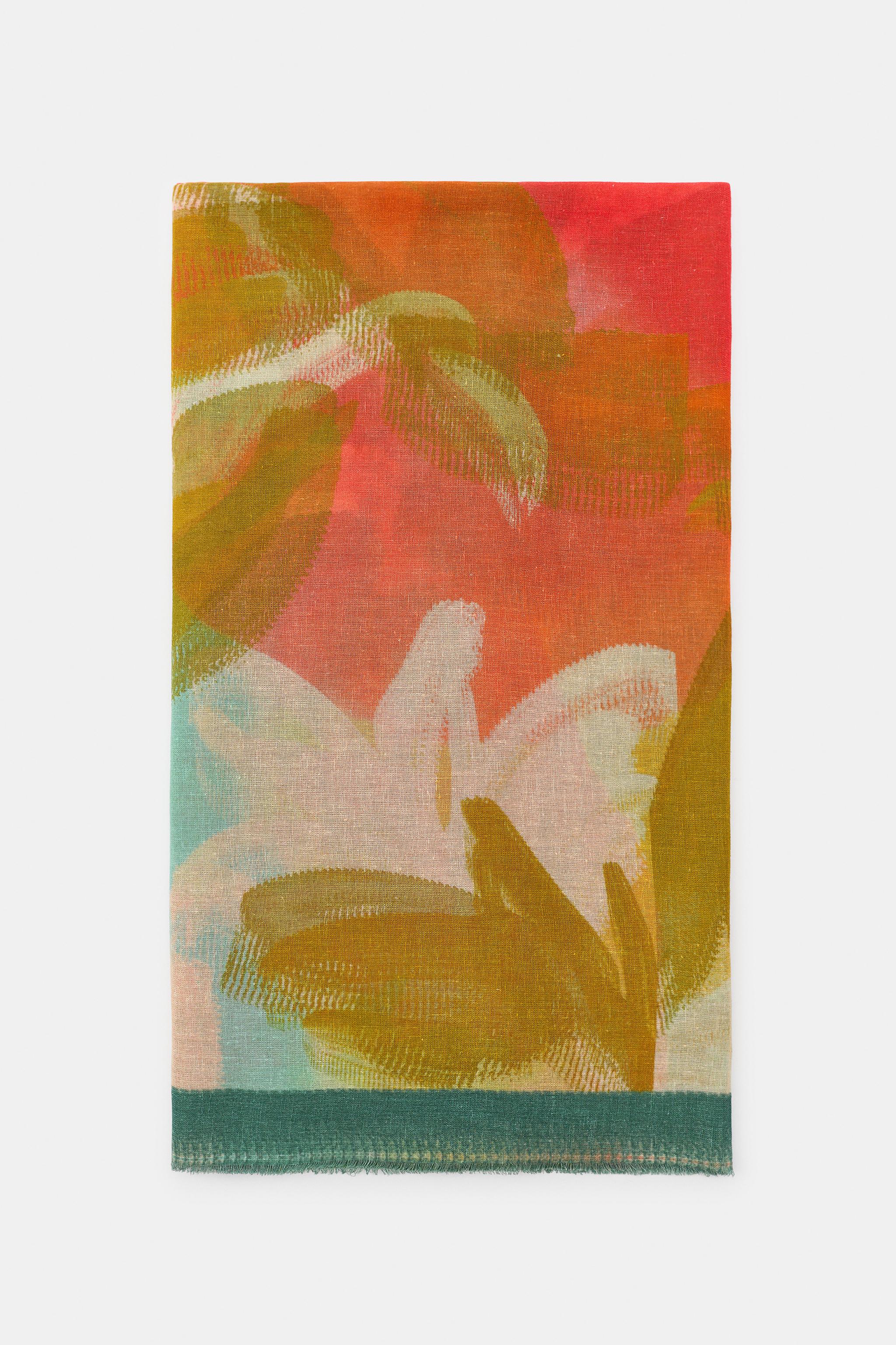 WATERCOLOR PRINT LINEN SCARF